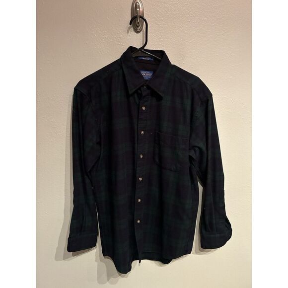 Pendleton Mens Medium Wool Green Black watch Tartan Plaid Lodge Shirt Flannel - Picture 1 of 7